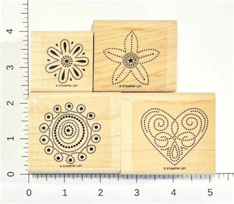 Stampin Up Polka Dot Punches Set Of Rubber Stamps Flowers Heart Swirls EBay