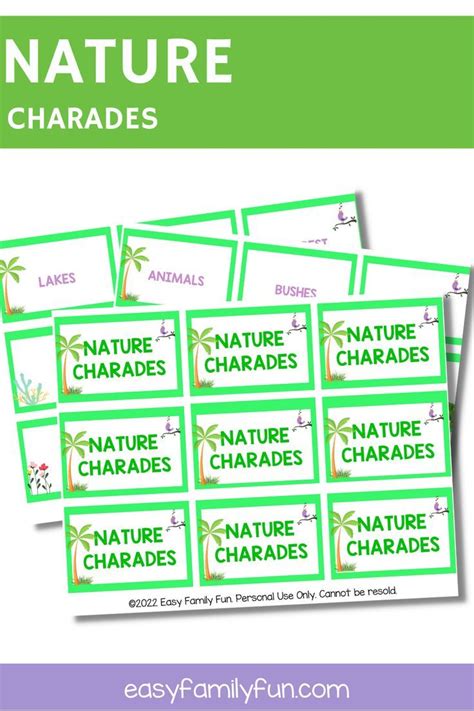 Nature Charades Ideas With Printable Cards