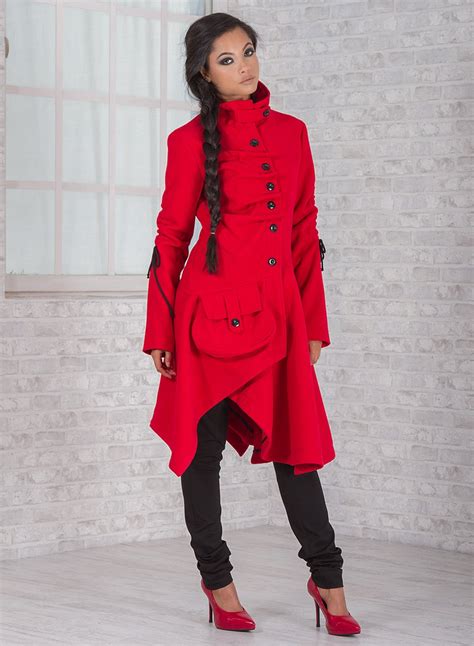 Winter Coat Wool Coat Red Coat Womens Coat Casual Etsy