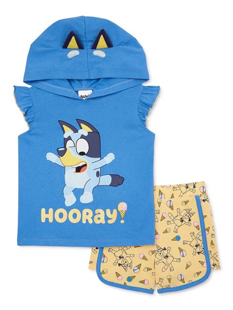Bluey Toddler Girl Cosplay Graphic Hoodie And Shorts Set 2 Piece