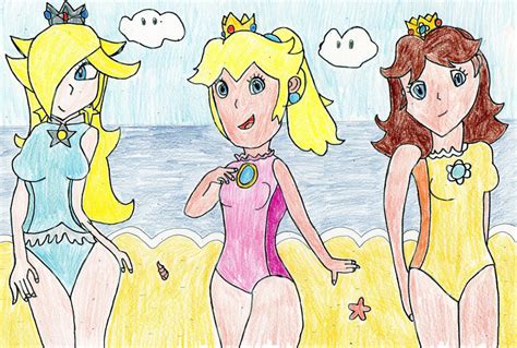 Peach Daisy And Rosalina At The Beach By Gold Ring On Deviantart