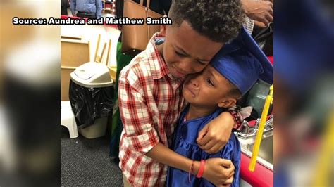 Brother And Sister Tearfully Hugging At Pre K Graduation Warms Hearts