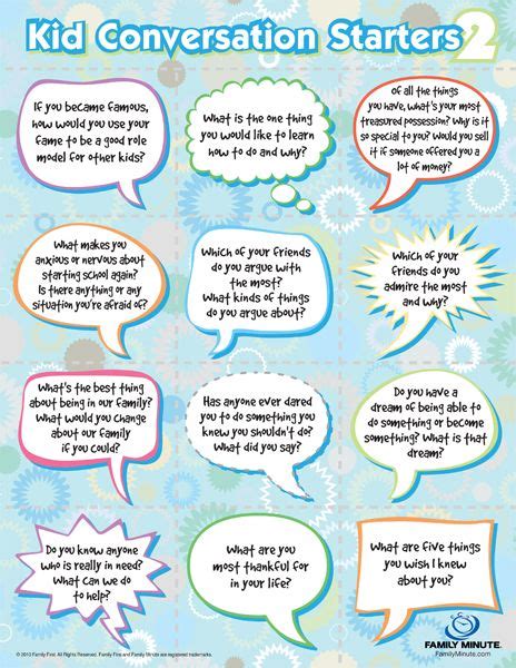 Fm Kid Conversation Starters 2a Conversation Starters For Kids