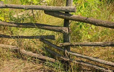 Wooden Fence Along The Road In The Countryside Stock Photo Image Of