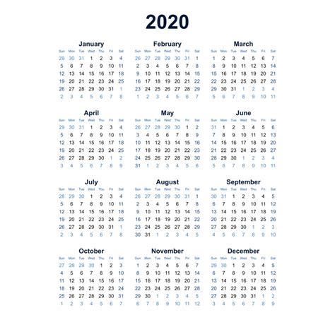 Year At A Glance 2020
