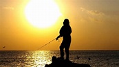 person-fishing-on-the-shore-at-sunset image - Free stock photo - Public ...