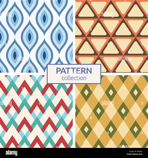 Set Of Four Seamless Fashion Colorful Patterns Abstract Geometric