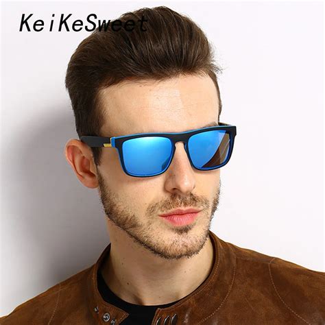 Keikesweet Luxury Brand Designer Blue Polarized Cool Hot New Sunglasses Men Rays Vintage Square