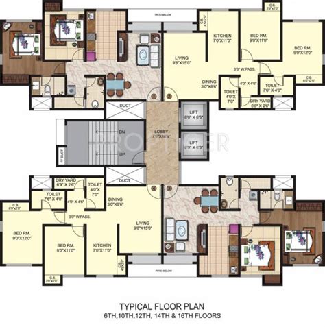 2 Bhk Cluster Plan Image Puraniks Builders Capitol For Sale At Thane