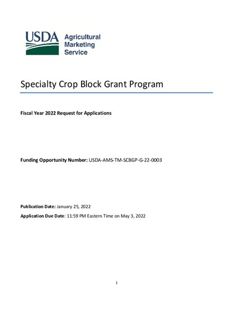 Fillable Online Specialty Crop Block Grant Program Fiscal Year 2022