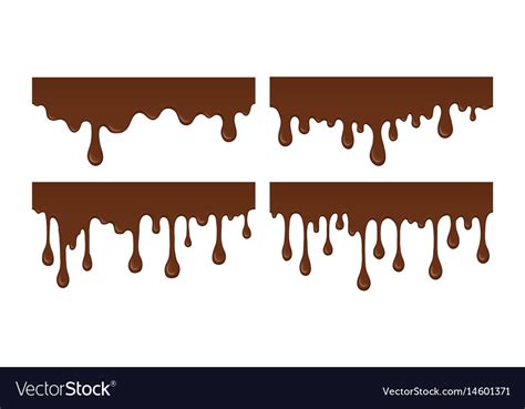 Set Of Melted Chocolate Drip Royalty Free Vector Image