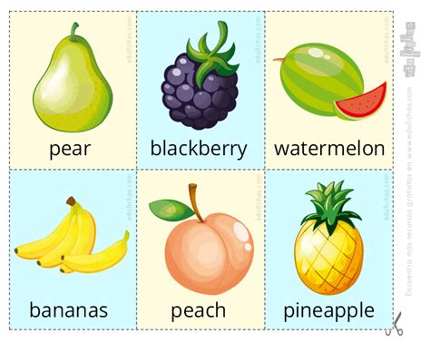Frutas En Inglés Para Niños Aprender Los Nombres De Las Frutas Pdf