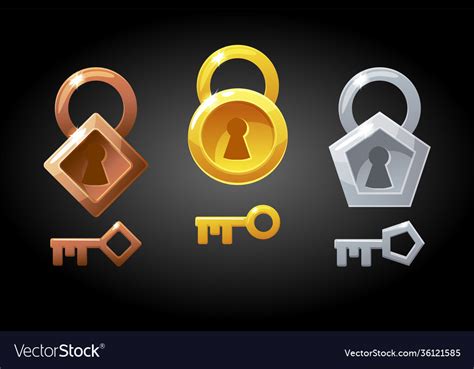 Set Gold Bronze And Silver Keys And Royalty Free Vector