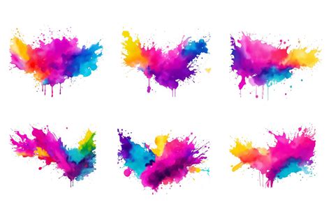 Colorful Ink Splash Paint Splatter Set Graphic By Pixeness · Creative