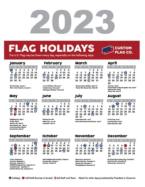 Flag Flying Days Calendar Ellen Hermine