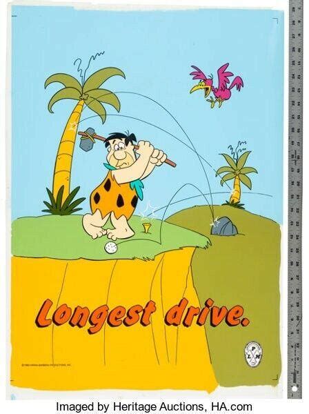 The Flintstones Fred Flintstone Playing Golf Oversized Cel Hanna