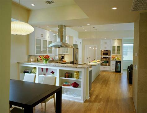 Some cabinets skirt convention and have opaque glass doors, permitting a fuzzy view of stored contents. half wall kitchen kitchen transitional with built in storage contemporary knife blocks and ...