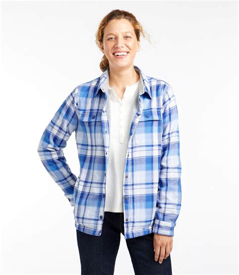 Womens Fleece Lined Flannel Shirt Snap Front Plaid At Ll Bean
