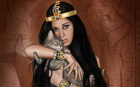 Wallpaper X Px Artwork Cat Egypt Fantasy Art Fantasy Girl Illustration Isis