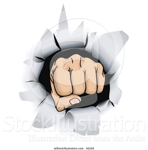 Vector Illustration Of A Fist Punching Through Paper By