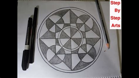 How To Drawing Circles Geometrical Shapes Step By Step Arts On Line