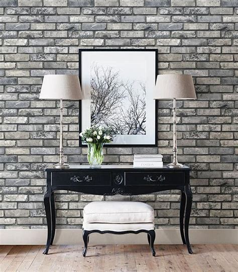 Painted Grey Brick Wallpaper From The Essentials Collection By Brewster