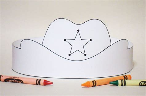 Cowboy Hat Paper Crown Color Your Own Printable Etsy Canada Paper