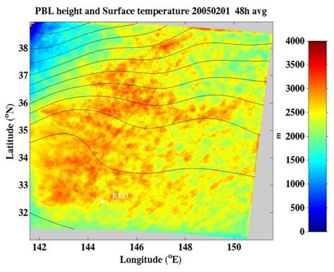 Below Shows The Planetary Boundary Layer Height Averaged Over 48 Hours
