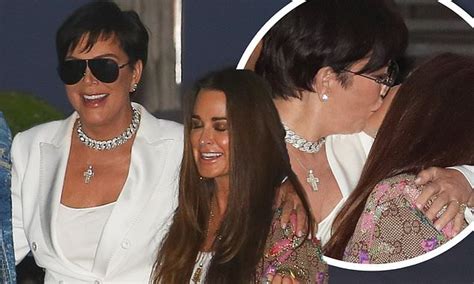 kris jenner and kyle richards kiss at the valet stand after dining together at nobu in malibu