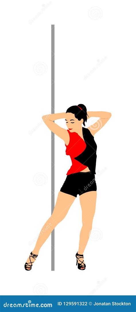 Pole Dancer Girl Women Illustration Dancing Girl Striptease Isolated On White Background