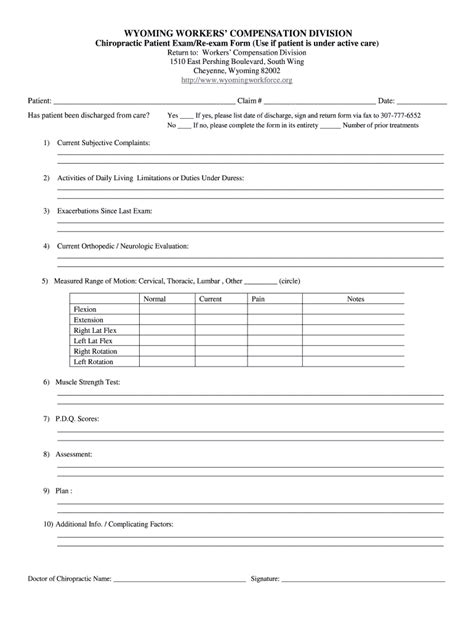 Wy Chiropractic Patient Examre Exam Form 2016 2021 Fill And Sign