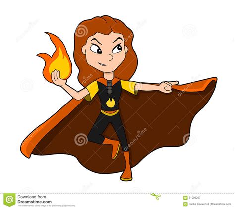 Cute Superhero Girl Cartoon Stock Vector Image 61009267