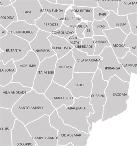 Mapa Da Regi O Metropolitana De S O Paulo E Distritos Da Capital
