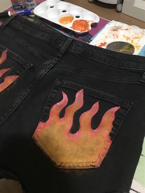 Flame Pants Diy Shorts Instagram Photo Editing Baggy Jeans Diy