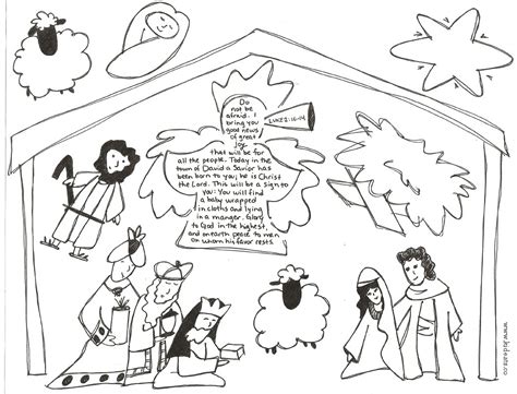 Color, cut and assemble this lovely christmas nativity scene of a hillside, stable and manger. KidEats: Nativity Scene Printable