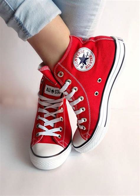 Converse All Star Red High Top Top Shoes Cute Shoes Womens Shoes Me