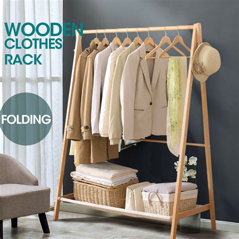 Furniture And Decor Levede Wood Clothes Rack Shelf Garment Coat