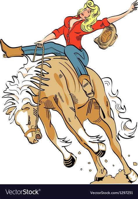 Cowgirl On A Bronco Royalty Free Vector Image Vectorstock
