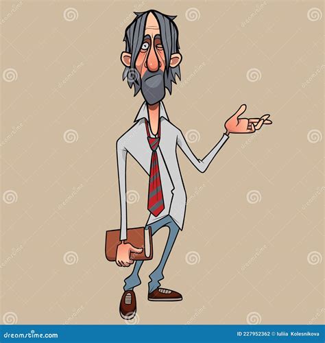 Cartoon Casually Dressed Man In A Shirt With A Tie In Disbelief Points