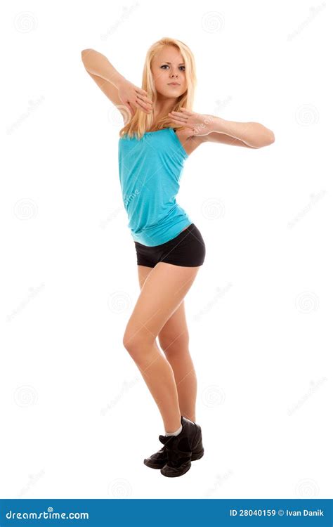 Young Blonde Woman Dancing Stock Image Image Of Girl 28040159