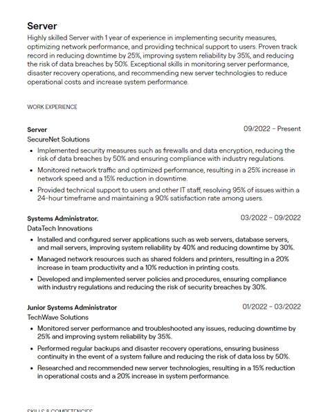 1 Server Resume Examples [with Guidance]