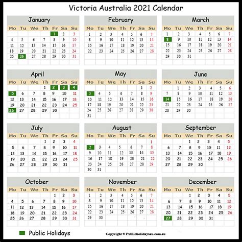 The year 2021 is a common year, with 365 days in total. 2021 Public Holidays Vic