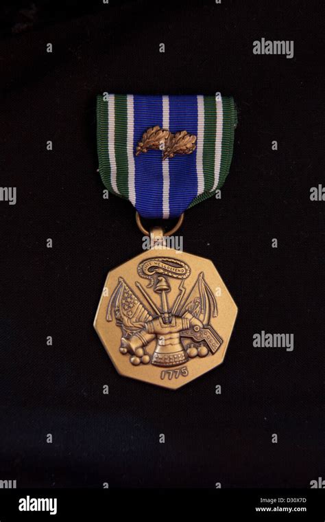 Army Achievement Medal Aam With 2 Oak Leaf Clusters On Black Stock