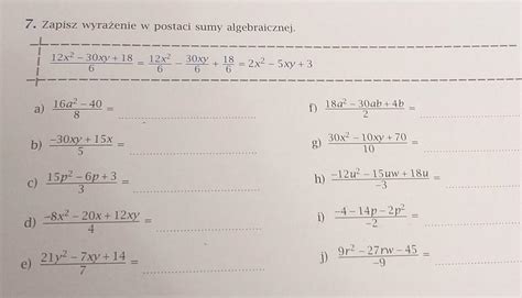 Zapisz W Postaci Sumy Algebraicznej 3x X-7 - zapisz wyrażenie w postaci sumy algebraicznej. - Brainly.pl