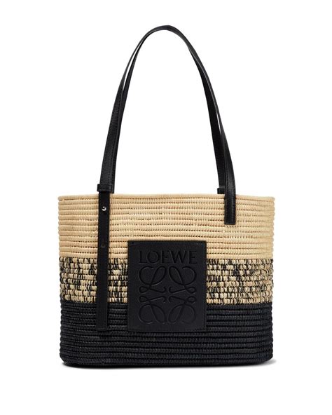 Loewe Square Basket Small Raffia Tote Bag In Black Lyst Australia
