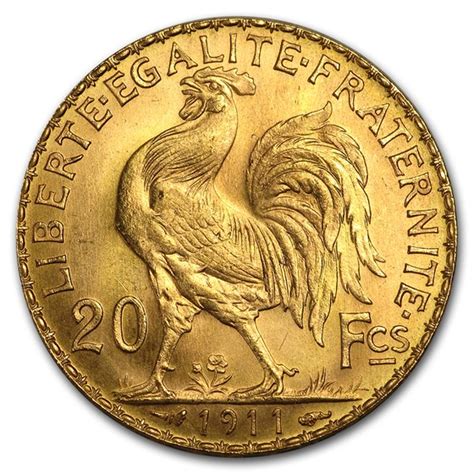 Buy 1911 France Gold 20 Francs Rooster Bu Apmex