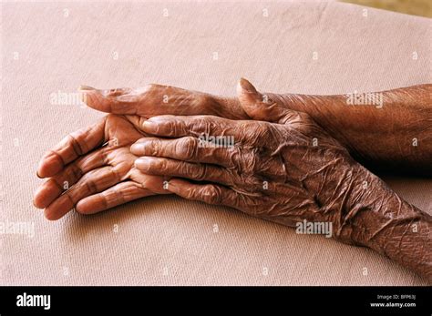 Indian Senior Old Woman Wrinkles Hands India Asia Stock Photo Alamy