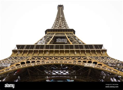 Eiffel Tower From Bottom View During Rainy Day Stock Photo Alamy