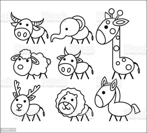 Cartoon Animals Outlines Stock Illustration Download Image Now Istock