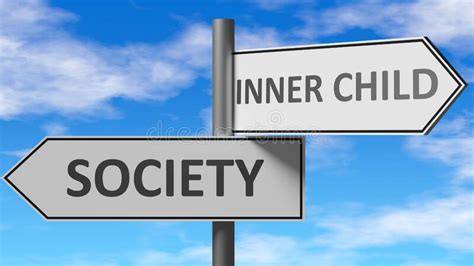 Society And Inner Child In Balance Pictured As A Scale And Words